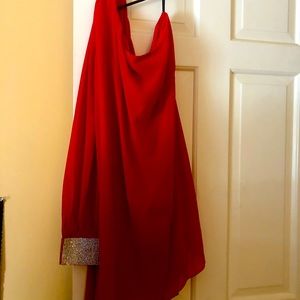 Red one sleeve, semi formal dress, L